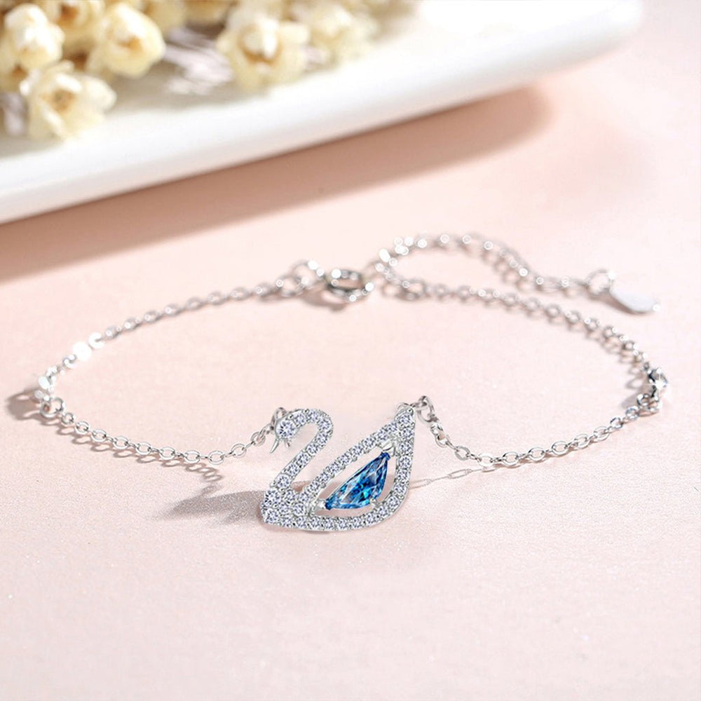 Crystal Swan Bracelet Silver Blue