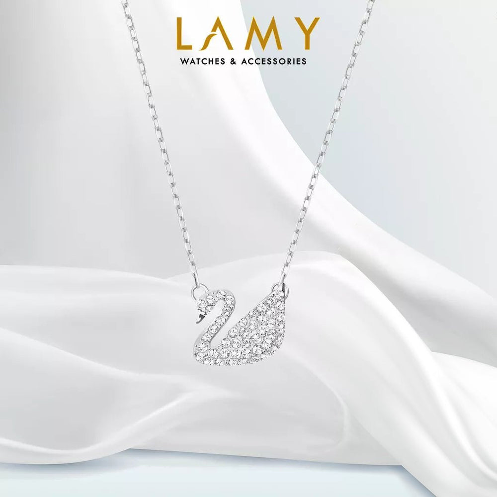 Iconic Swan Necklace Silver White