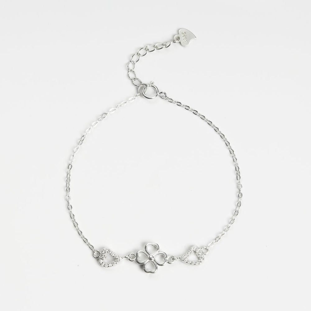 Heart Four Leaves Bracelet Silver - 2072SV