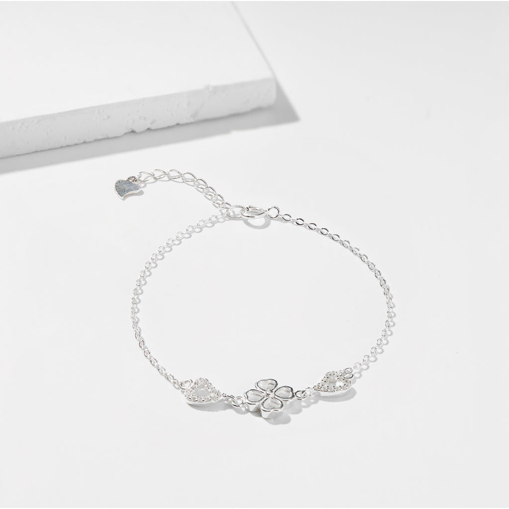 Lắc tay bạc CDE Heart Four Leaves Bracelet Silver CDE2072SV