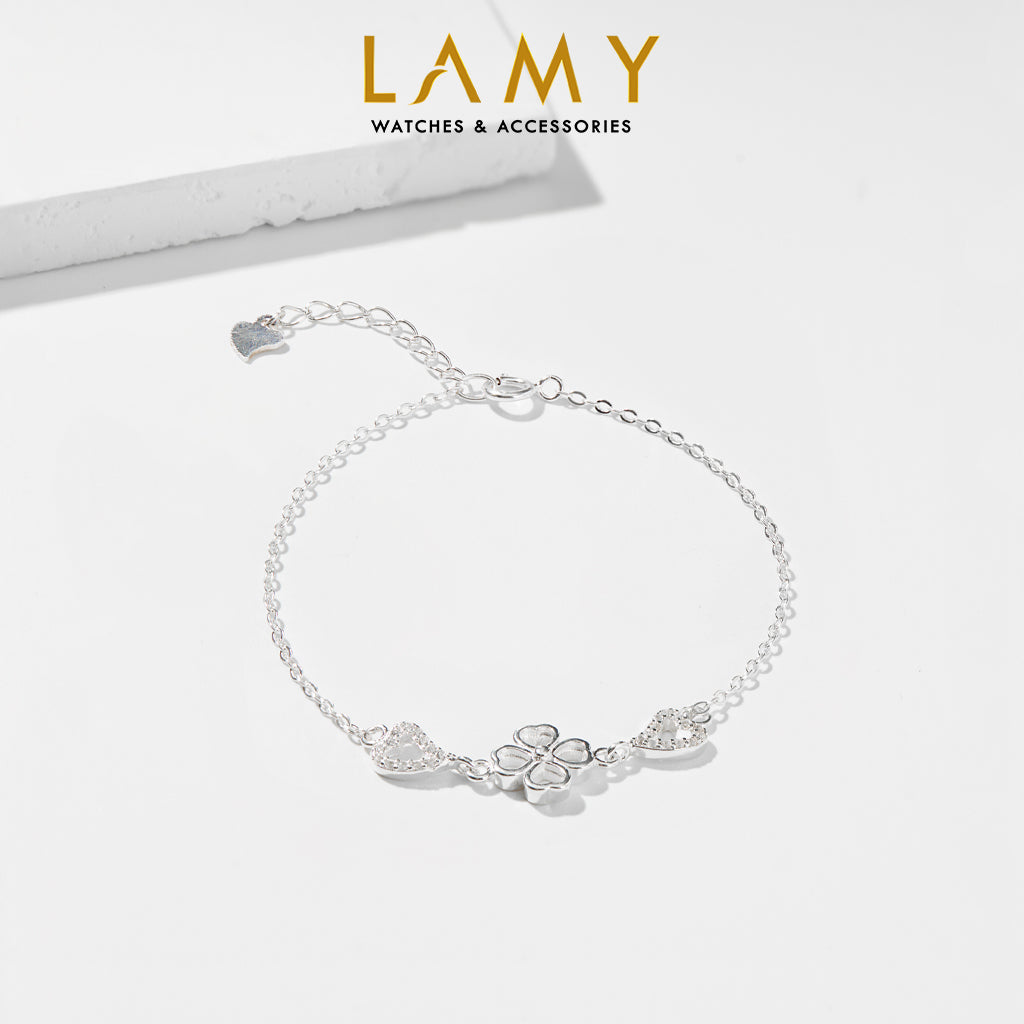 Lắc tay bạc CDE Heart Four Leaves Bracelet Silver CDE2072SV