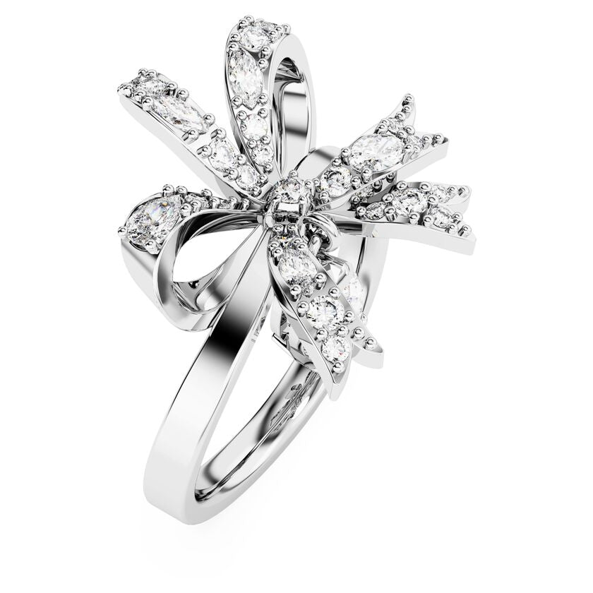 Volta White Bow Ring Silver
