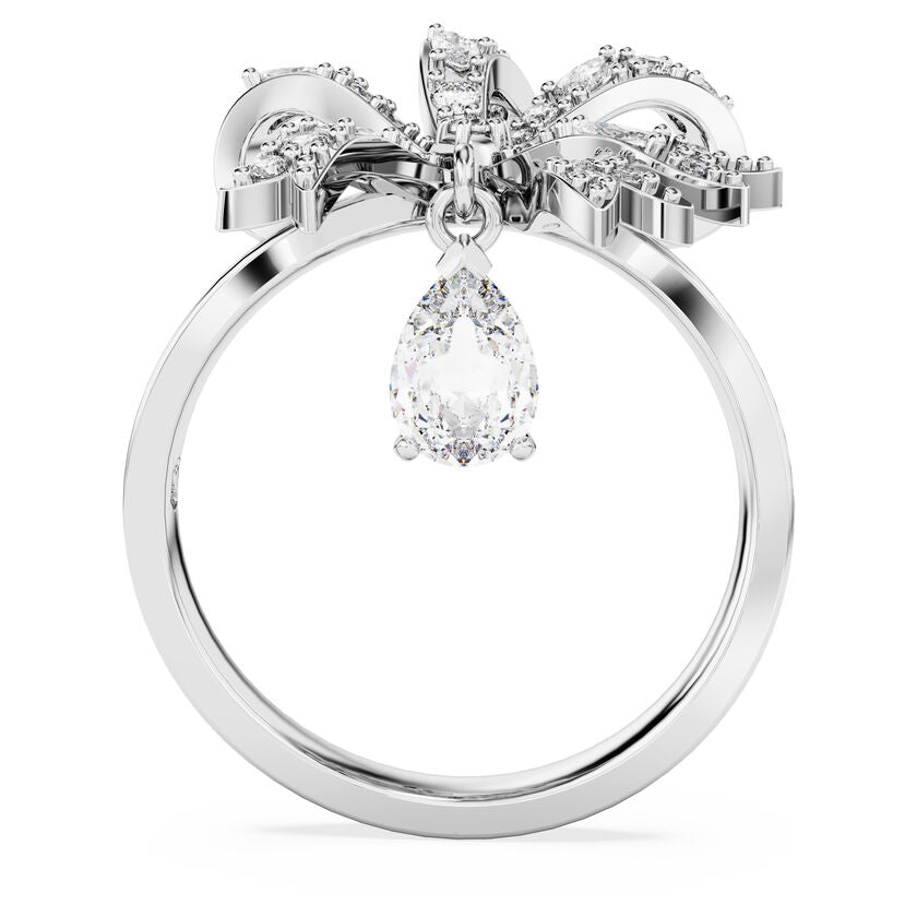 Volta White Bow Ring Silver