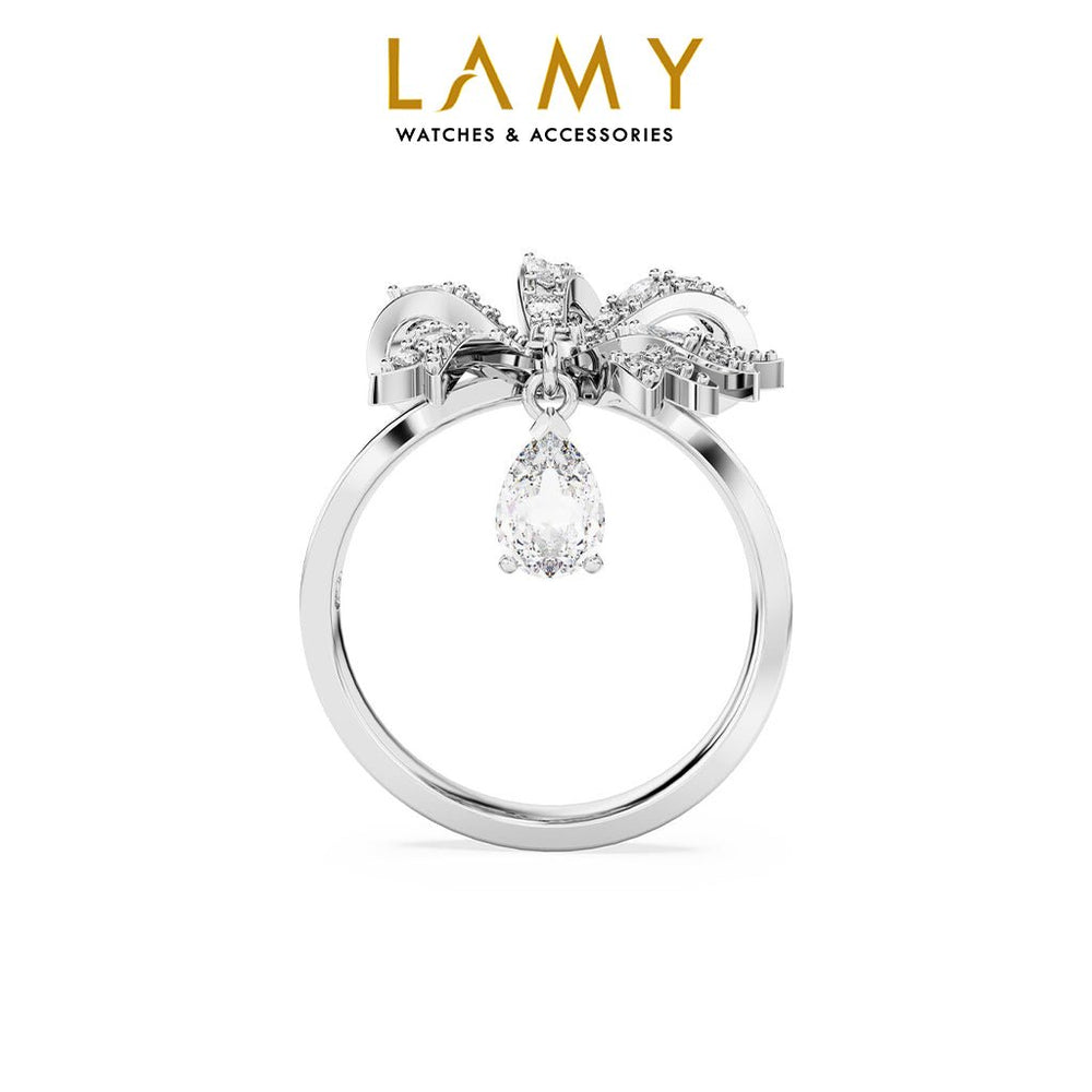 Volta White Bow Ring Silver