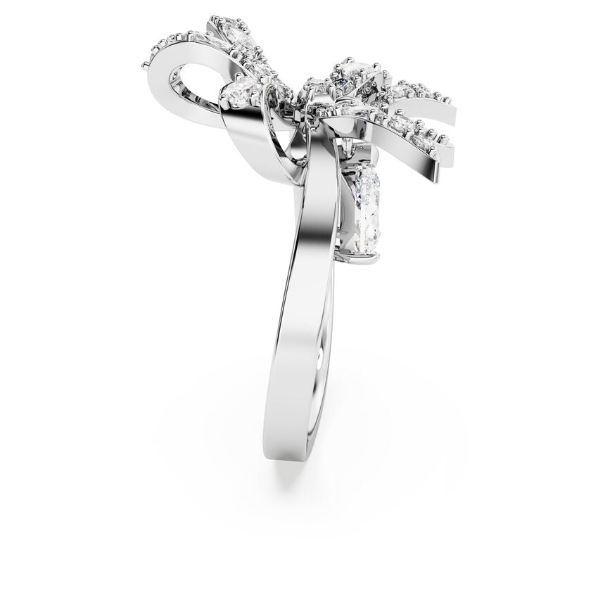 Volta White Bow Ring Silver
