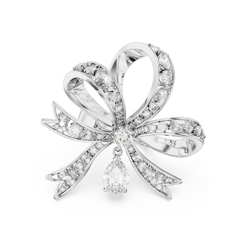 Volta White Bow Ring Silver