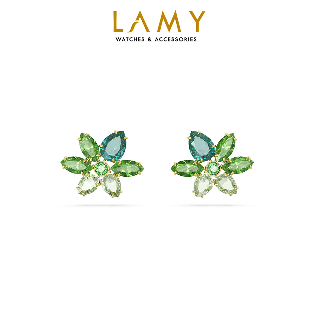 Khuyên tai nữ CDE Green Gema Flower Stud Gold Earrings CDE3062