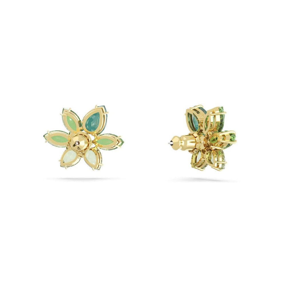 Green Gema Flower Stud Earrings Gold - 3062
