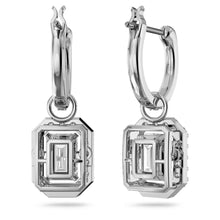 Millenia Drop Octagon Cut Earrings Silver White