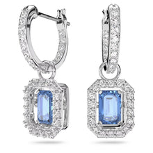 Millenia Drop Octagon Cut Earrings Silver Blue