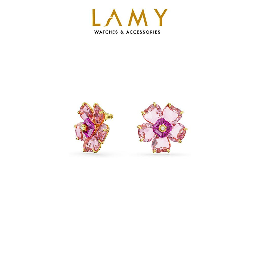 Purple Florere Crystal Stud Earrings Gold - 3076T