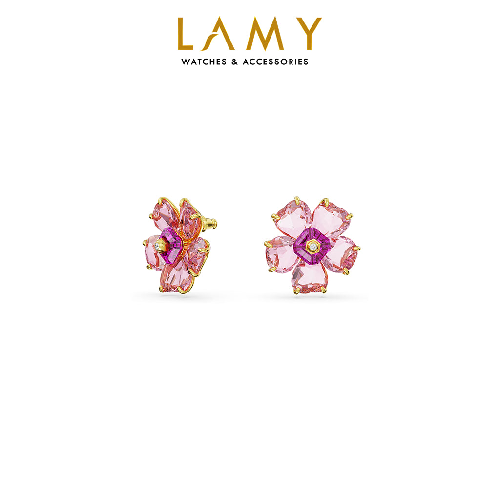 Khuyên tai nữ CDE Purple Florere Crystal Stud Gold Earrings CDE3076T