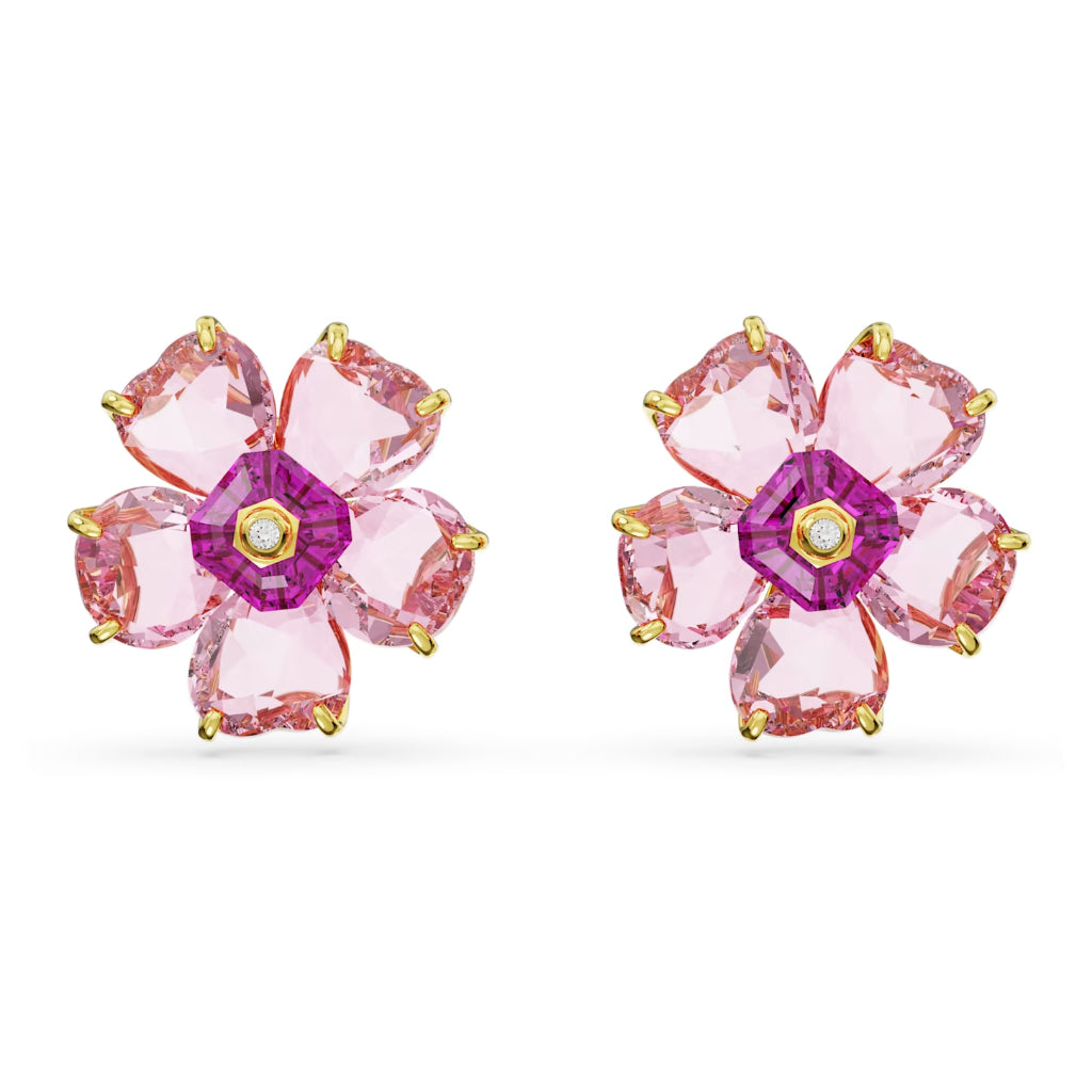 Khuyên tai nữ CDE Purple Florere Crystal Stud Gold Earrings CDE3076T