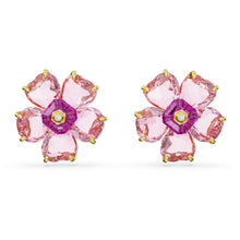 Khuyên tai LAMY Purple Florere Crystal Stud Gold Earrings CDE3076T