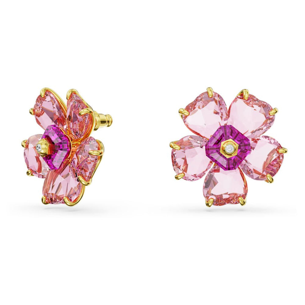 Purple Florere Crystal Stud Earrings Gold - 3076T