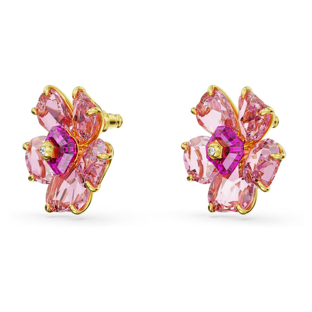 Purple Florere Crystal Stud Earrings Gold - 3076T