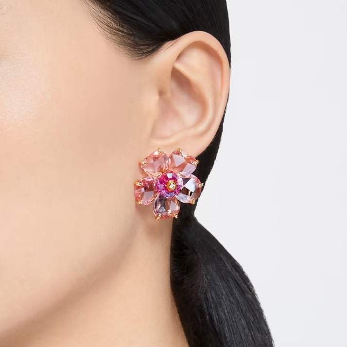 Purple Florere Crystal Stud Earrings Gold - 3076T