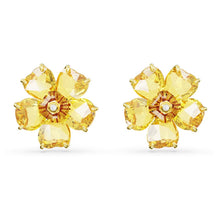 Khuyên tai LAMY Yellow Flower Crystal Stud Gold Earrings CDE3076YE