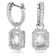 Millenia Drop Octagon Cut Earrings Silver White