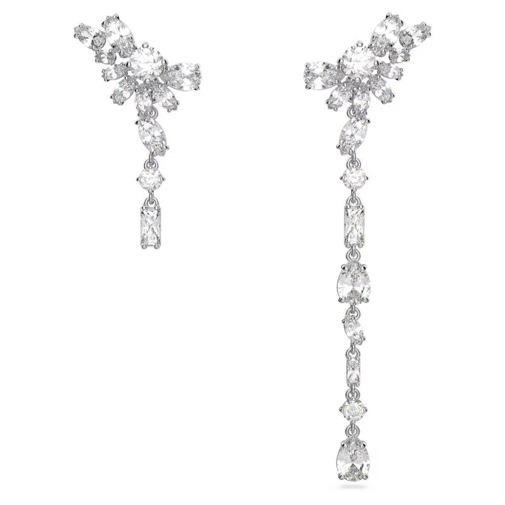 Khuyên tai nữ CDE Long White Gema Flower Silver Earrings CDE3079