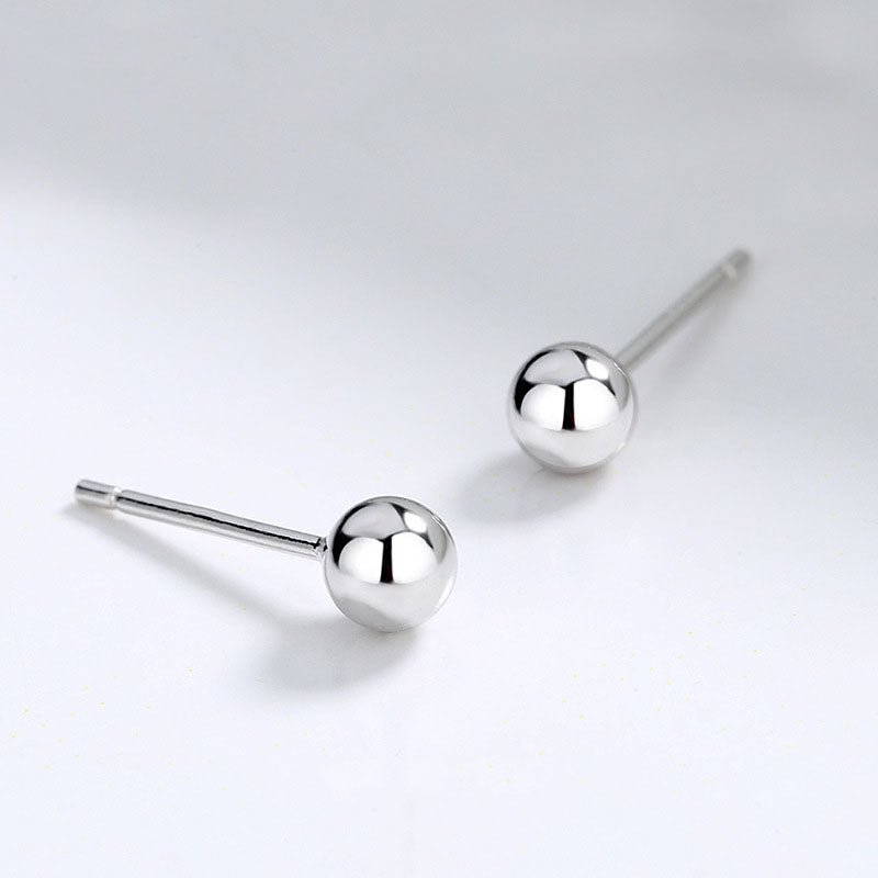 Earrings Silver, nụ tai hạt tròn trơn nhỏ