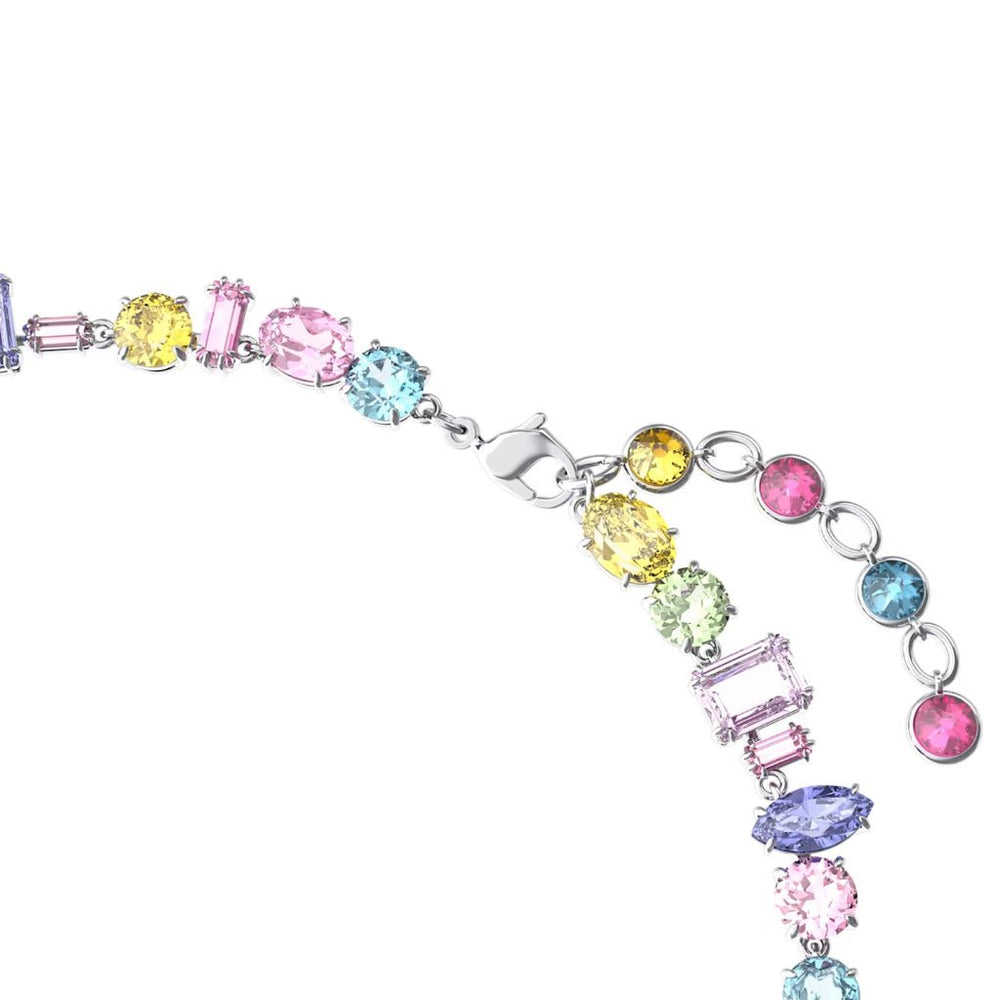 Pastel Gema Mixed Cut Crystals Necklace Silver