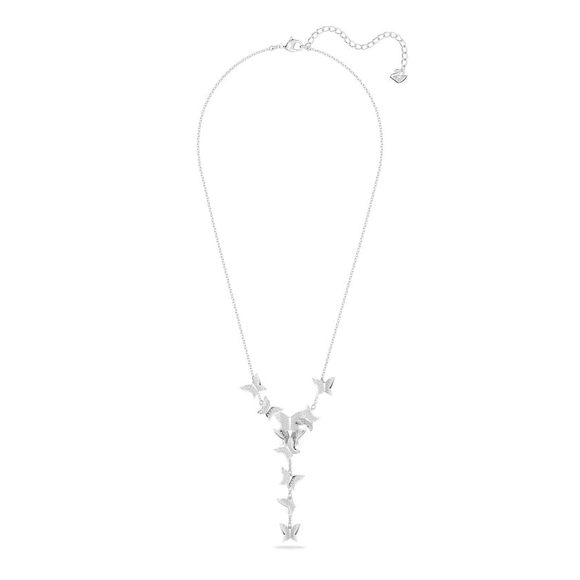 White Lilia Butterfly Y-shaped Necklace Silver - 6109