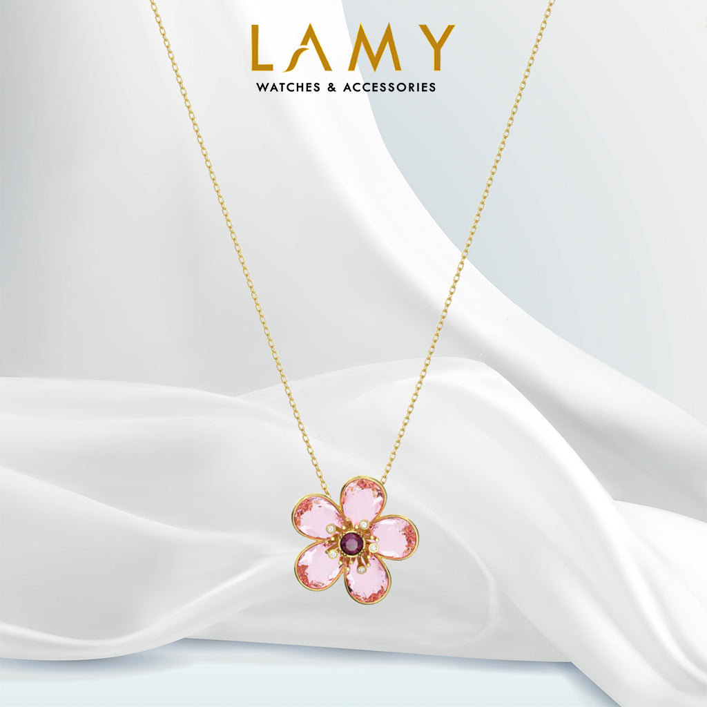 Dây chuyền nữ CDE Pink Florere Pendant Flower Rose Gold Necklace CDE6112