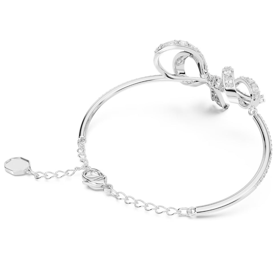 White Volta Bangle Bow Bracelet Silver - 2080