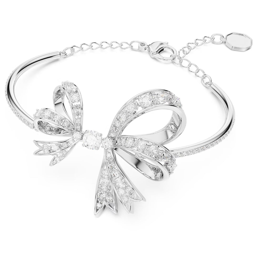 White Volta Bangle Bow Bracelet Silver - 2080