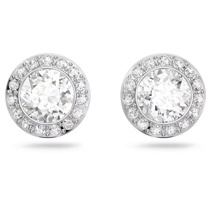 Angelic Stud Round Cut Earrings Silver