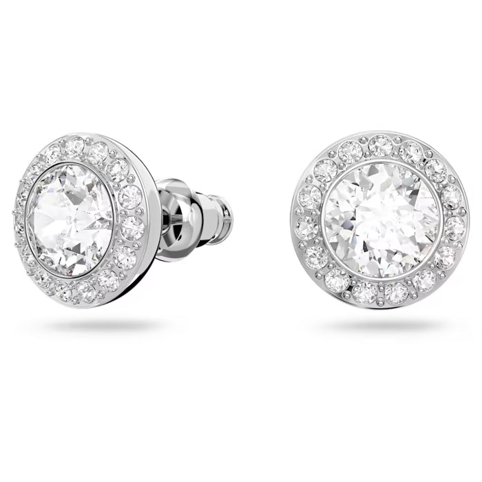 Angelic Stud Round Cut Earrings Silver