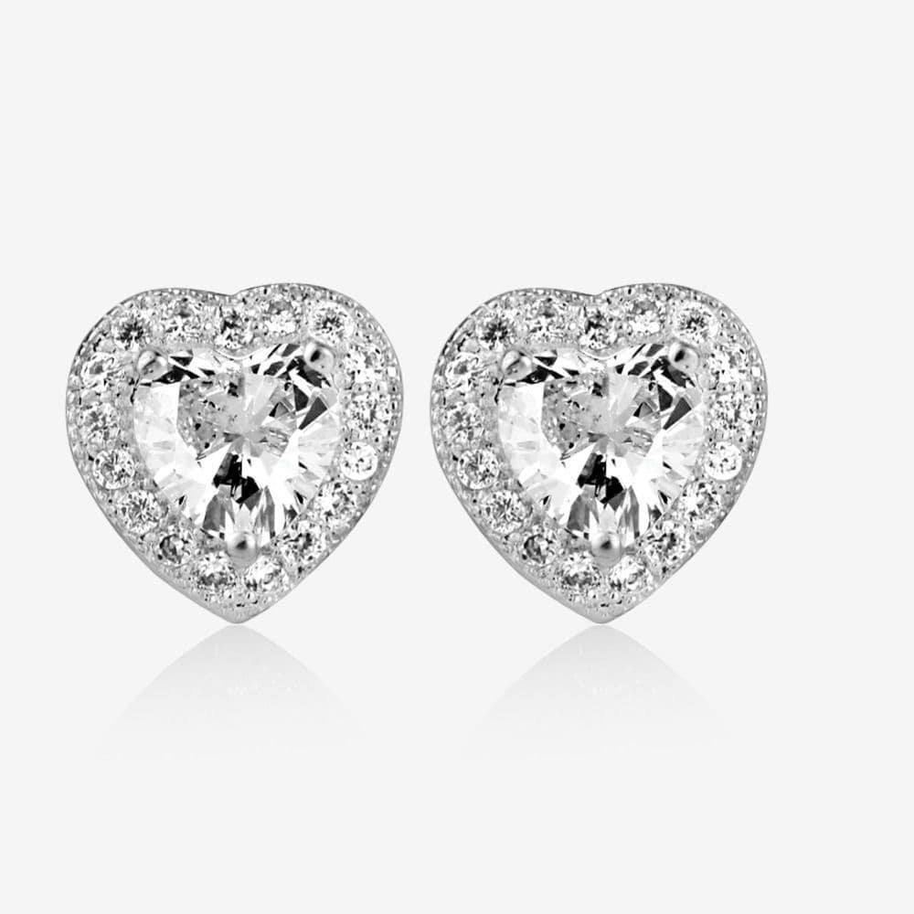 Retro Heart Shaped Earrings Silver - 3008SV cận đá