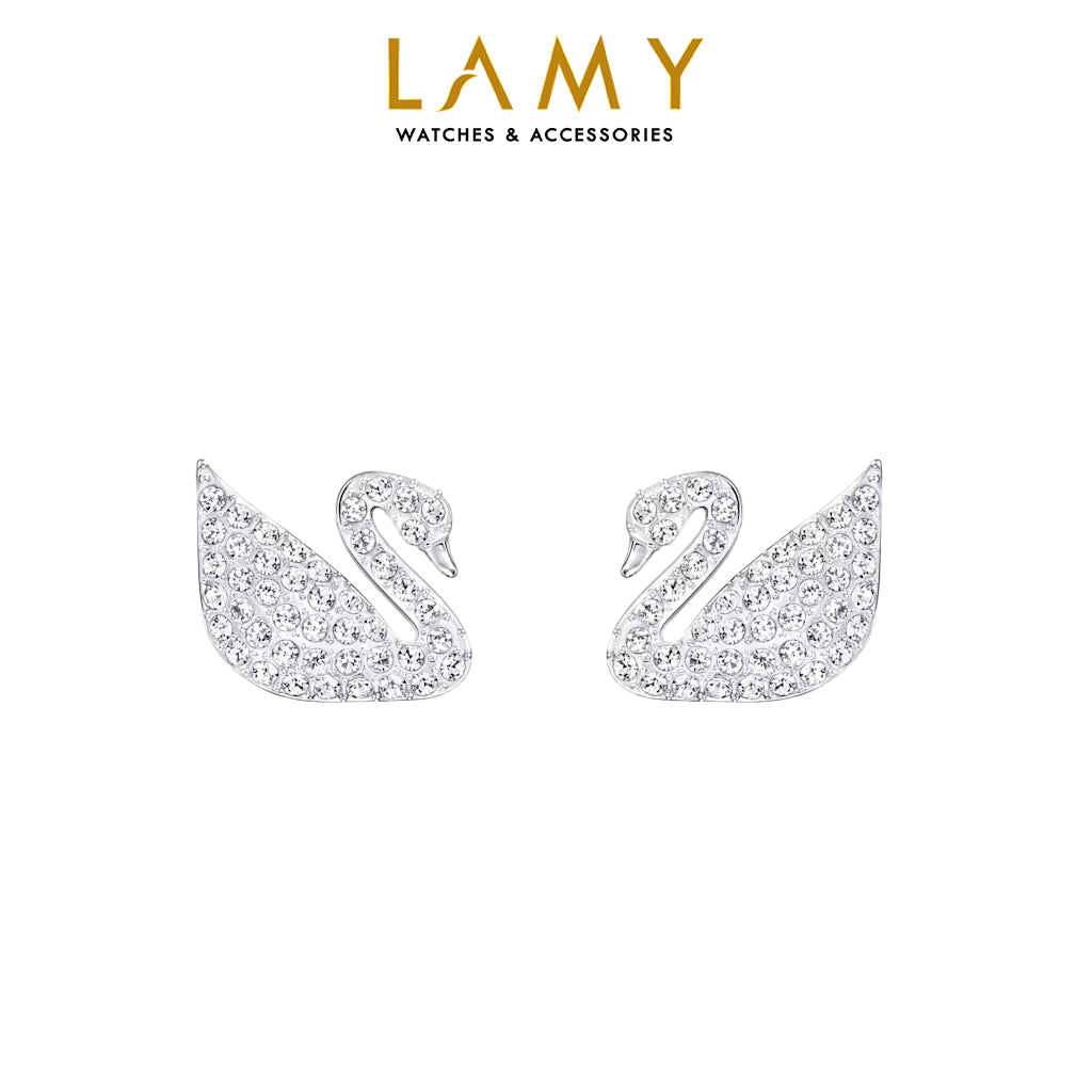 CDE White Swan Pavé Stud Silver Earrings CDE3052SV