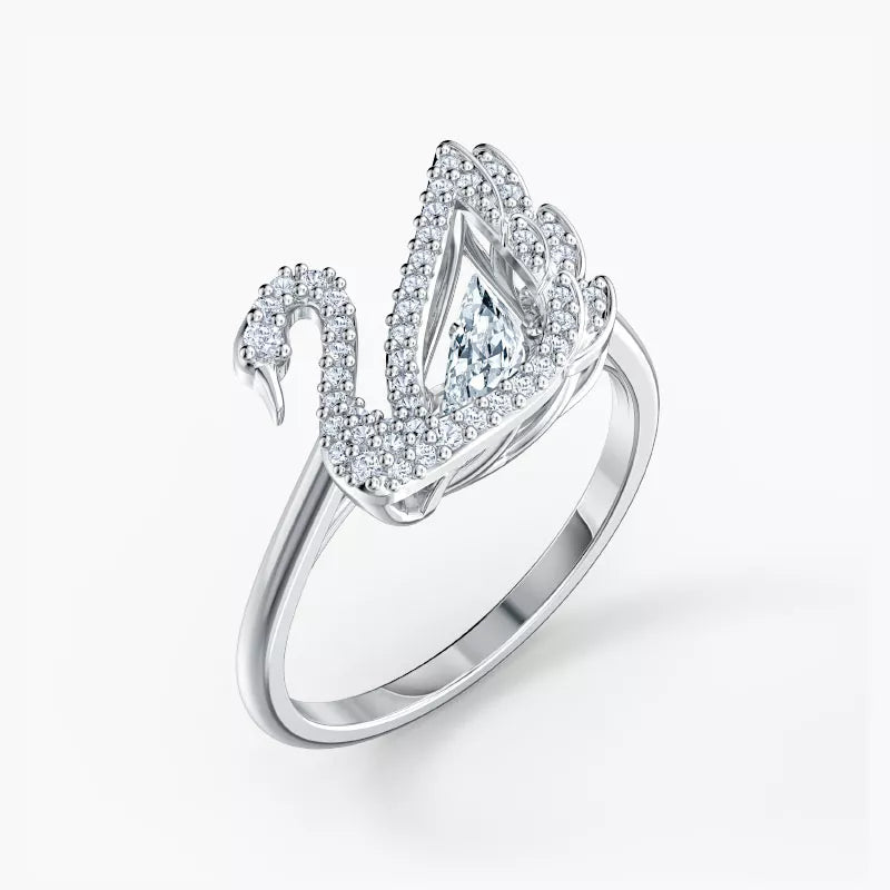 Dancing Swan Ring for Women Silver