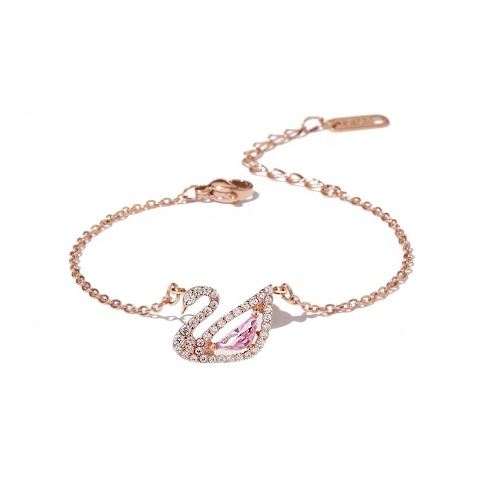 Crystal Swan Bracelet Rose Gold Pink
