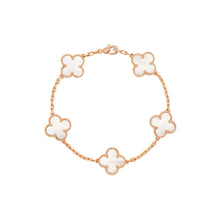 Lucky Four Leaf Flower Bracelet - Vàng, đá trắng