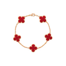 Lucky Four Leaf Flower Bracelet - Vàng, đá đỏ