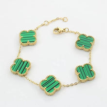 Lucky Four Leaf Flower Bracelet - Vàng, đá xanh lá