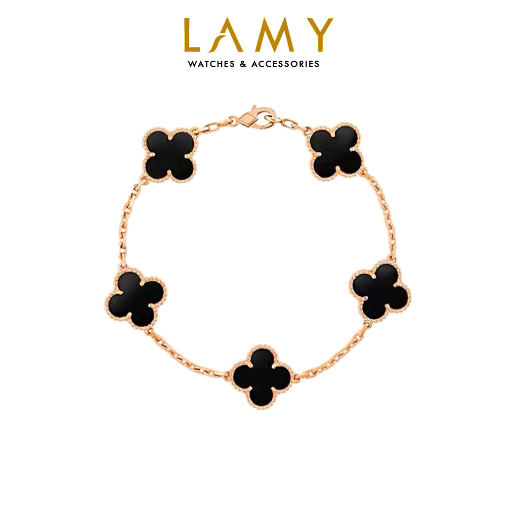 Vòng tay nữ CDE Lucky Four Leaf Flower Bracelet Black CDE2098GG.BL