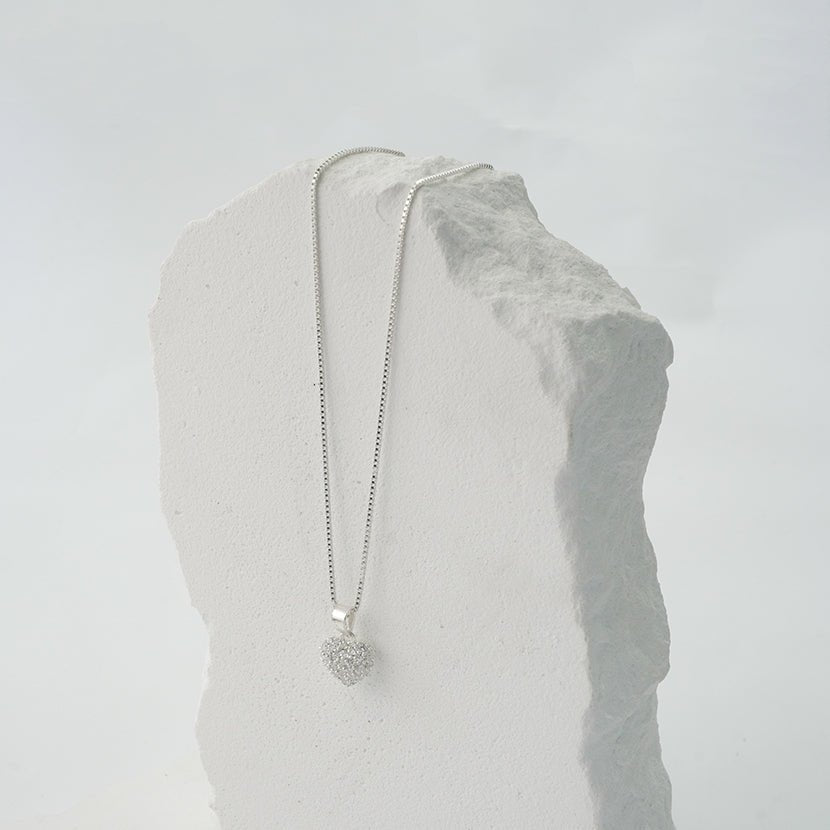 Sparkling Silver Winter Heart Necklace