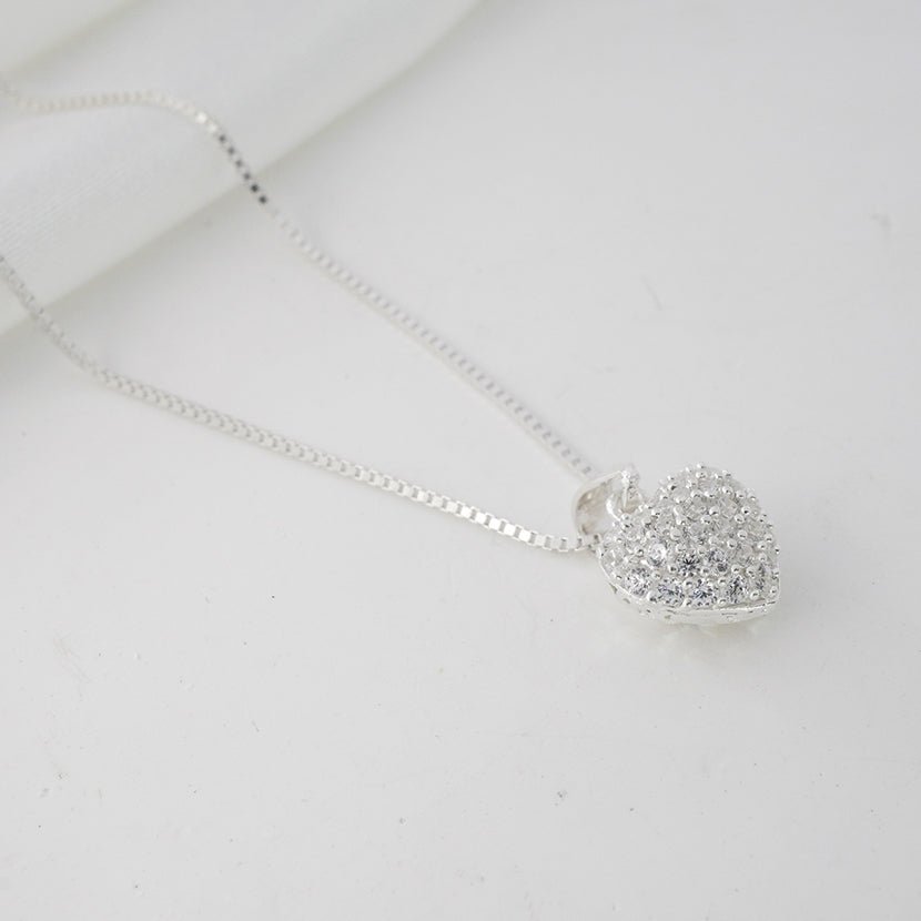 Sparkling Silver Winter Heart Necklace