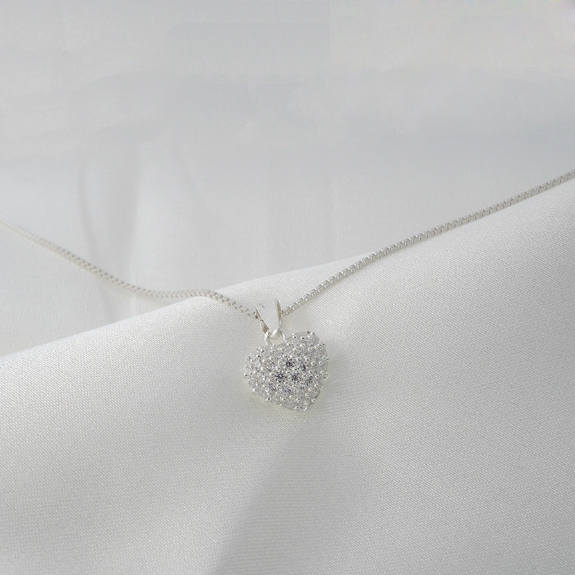 Sparkling Silver Winter Heart Necklace