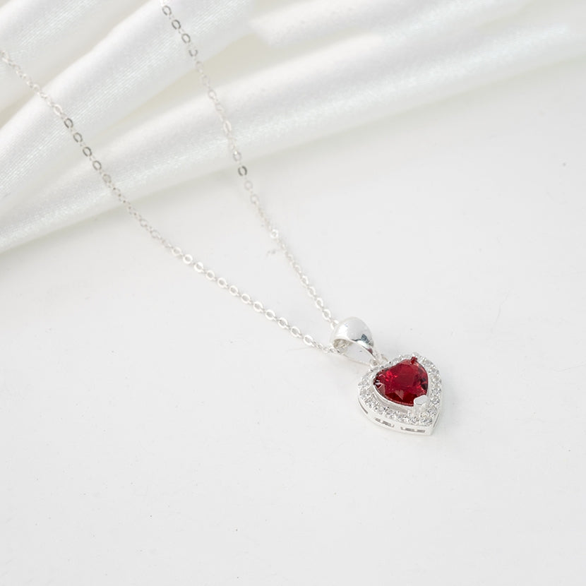 CDE Love Heart Red Necklace Silver CDE6145RD