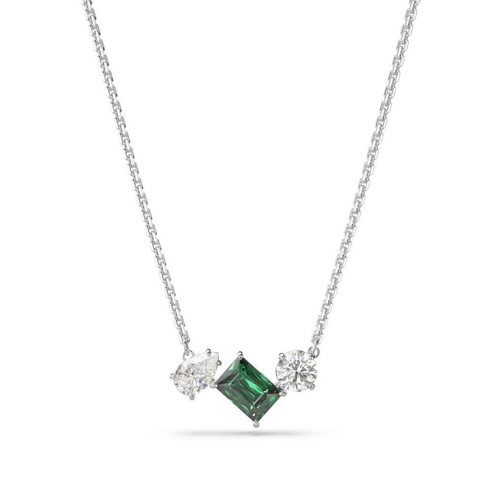 CDE Mesmera Mixed Cuts Silver Green Necklace CDE6180