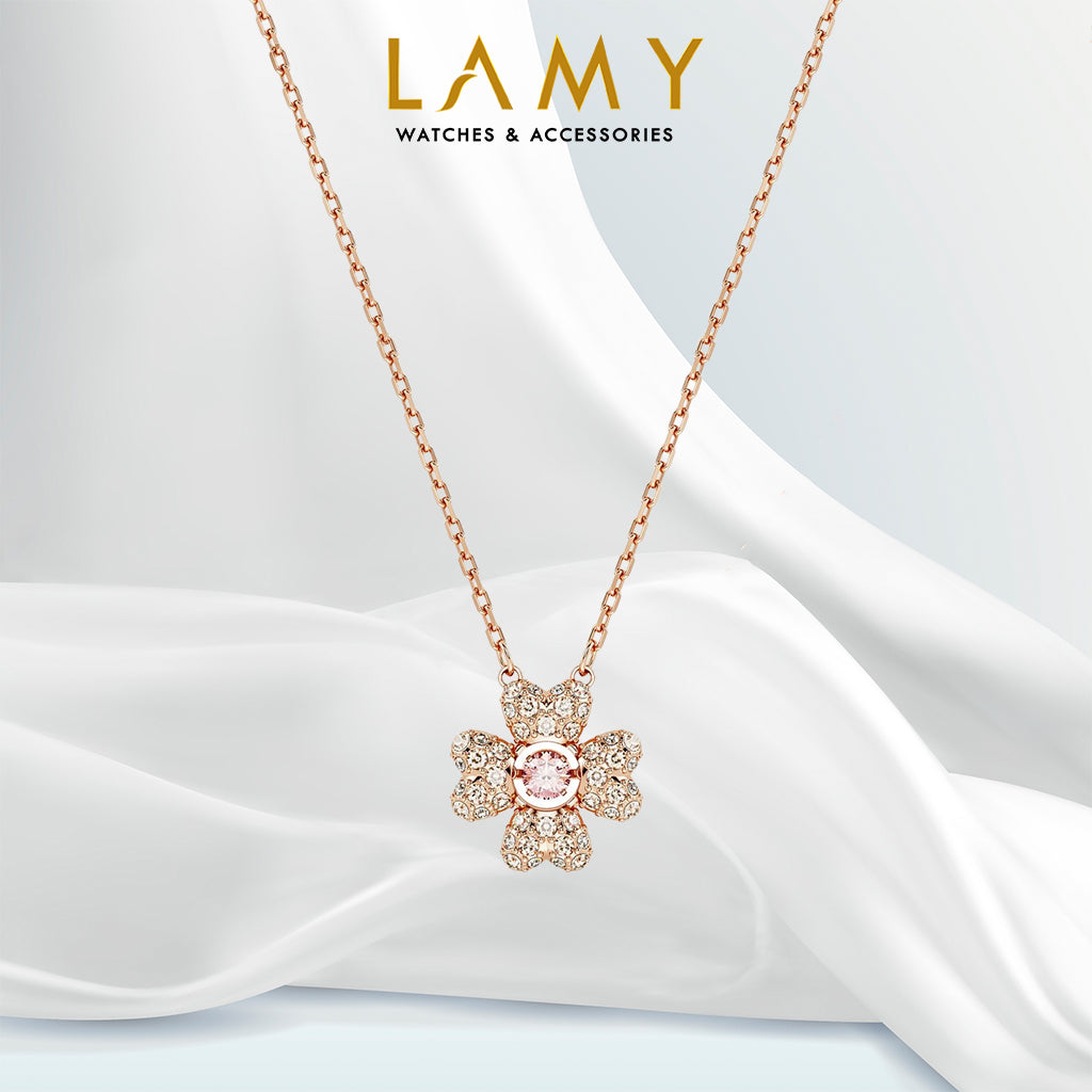 CDE Idyllia Rose-Gold Crystal Clover Necklace CDE6185PI