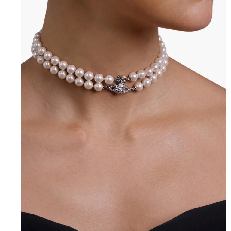 Graziella Pearl Choker Necklace Silver - 6198SV