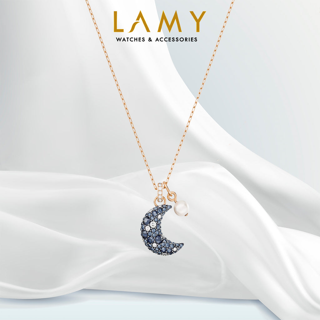 CDE Luna Moon Blue Crystal Necklace Rose Gold CDE6186RG