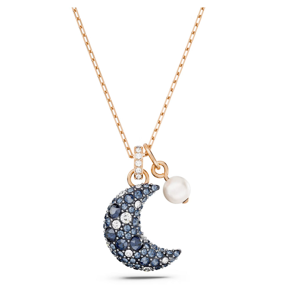 CDE Luna Moon Blue Crystal Necklace Rose Gold CDE6186RG