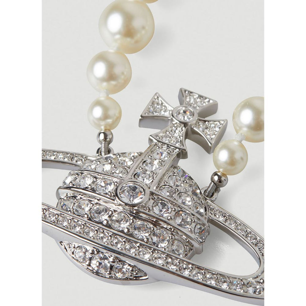 Bas Relief Pearl Max Necklace, chuỗi hạt ngọc trai nối vào quả cầu lớn phủ đá